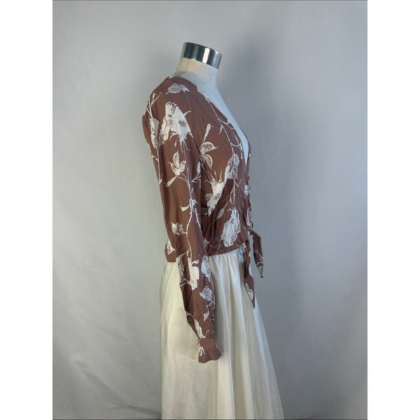 NEW FLYNN SKYE BROWN FLORAL TIE FRONT BLOUSE
