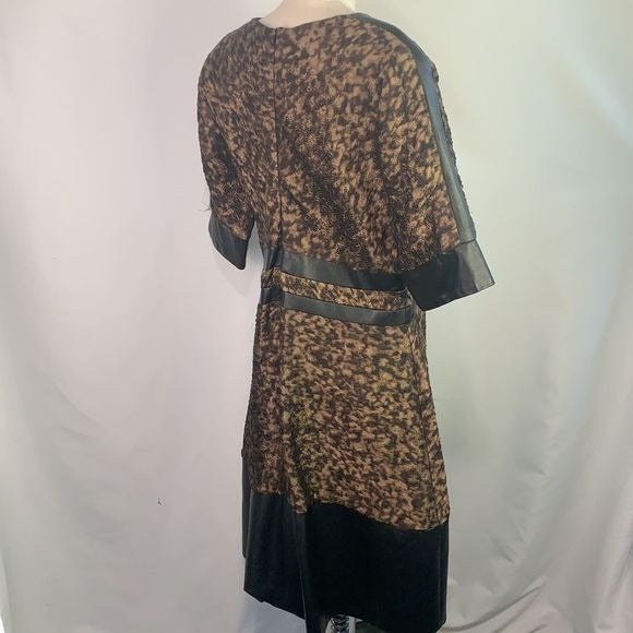 J. Mendel brown black midi dress