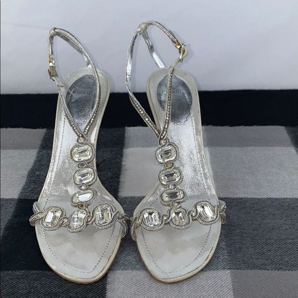 Rene Caovilla Crystal Ankle Strap Heels