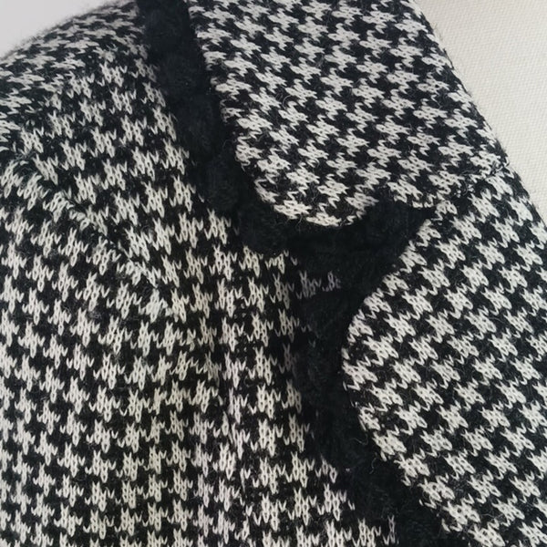 Nanette Lepore Vtg Black and White Houndstooth W Pink Trim Jacket.