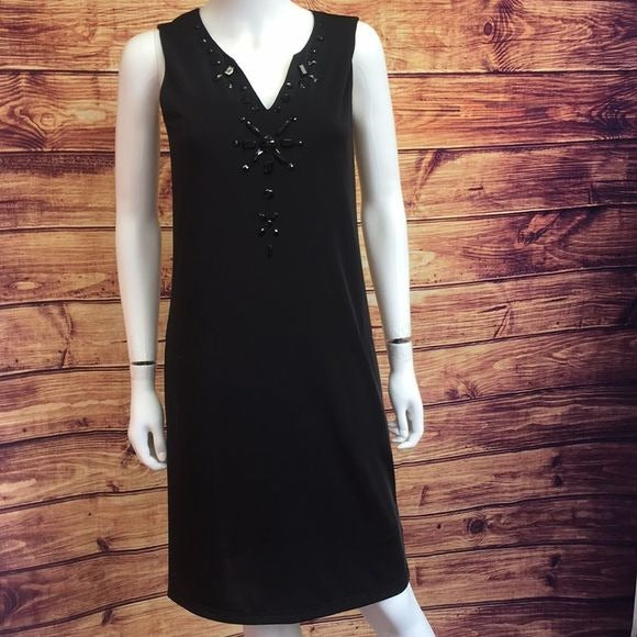 NWT Gerard Darel Black Beaded Neck Dress