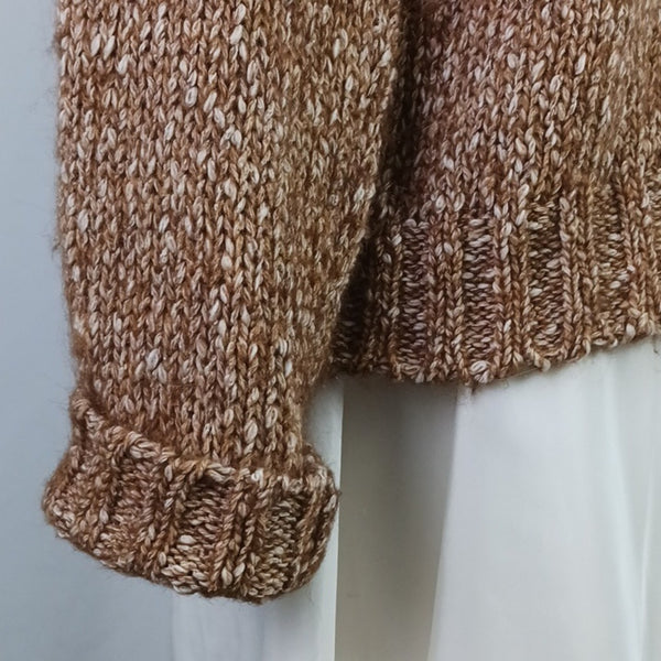 Base Brown Tweed Mock Neck Knit Sweater