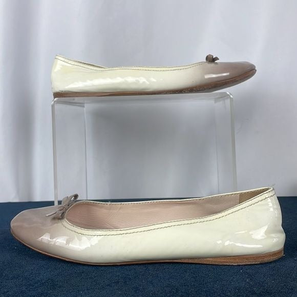Prada Cream Tan Ombré Patent Flats