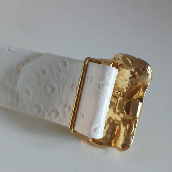 Mimi D Vintage White With Gold Buckle Belt
