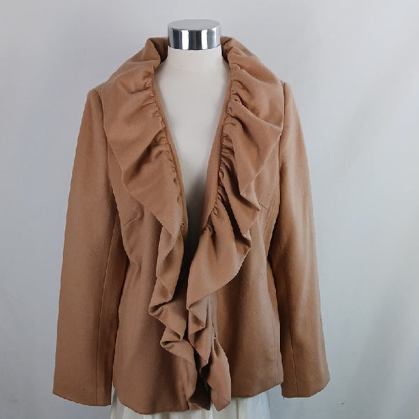 Milly Tan Ruffle Trim Jacket NWT