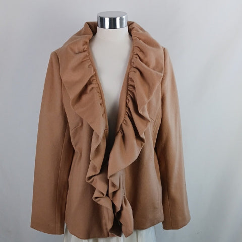 Milly Tan Ruffle Trim Jacket NWT