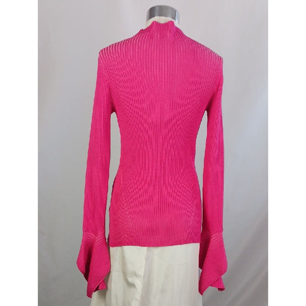 ALCER PINK RIBBED MOCK NECK SWEATER.