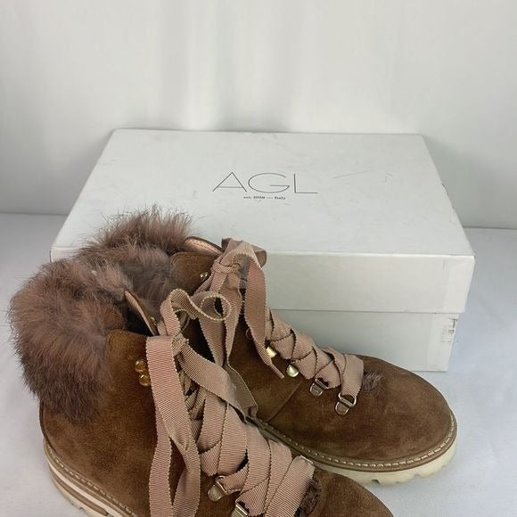AGL Tan Suede Fur Lined Boots