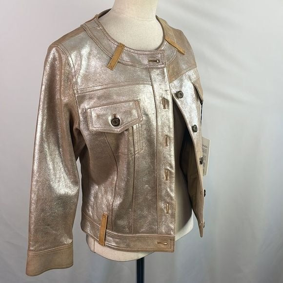 Donald Pliner NWT Metallic Leather Jacket