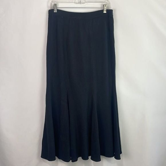 St John Black Flare Bottom Long Knit Skirt