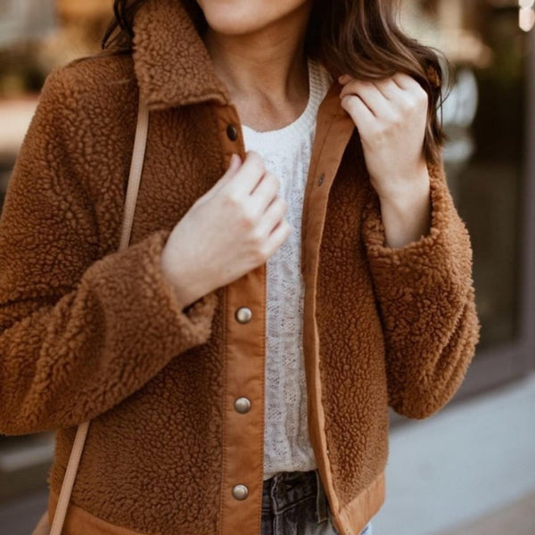 Madewell size M brown faux fur bomber jacket