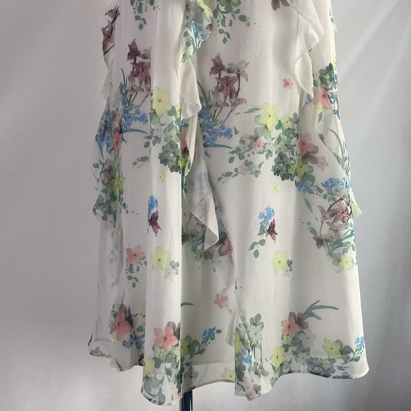 NWOT Ruffle Floral Midi Ted Baker Skirt
