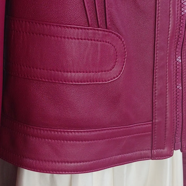 Coach Red  Leather Short  Jacket.