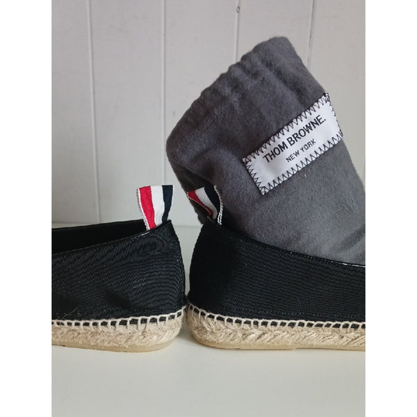 THOM BROWNE BLK ESPADRILLE FLATS SHOES.