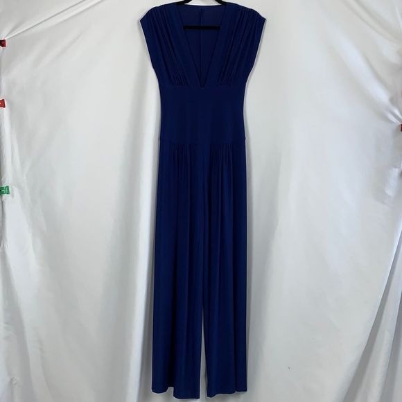 Norma Kamali Deep Blue V-Neck Vintage Jumpsuit