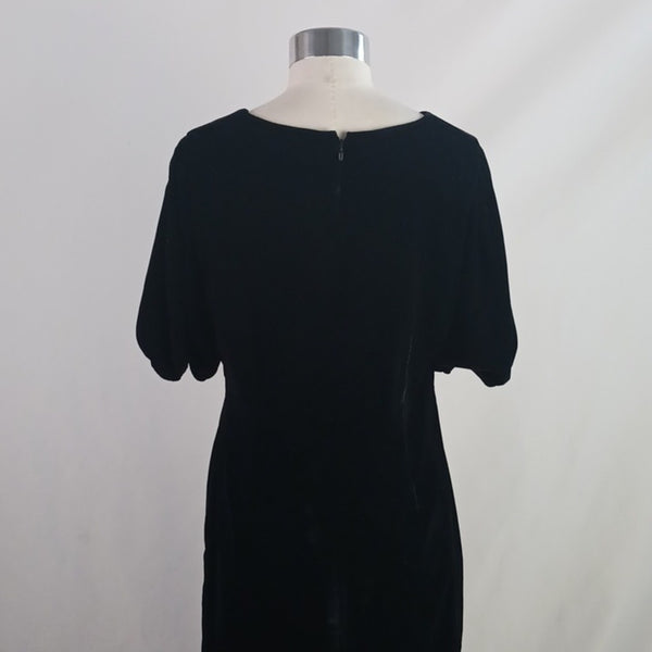 J. Crew Black Velvet W Rhinestone Buttons Dress.