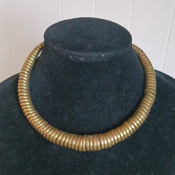 Vintage 1970s 1980s Tribal Brass Necklace.