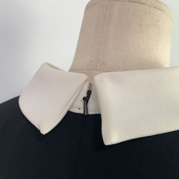 Mikael Aghal Black Dress w/ Cream Collar/Cuffs