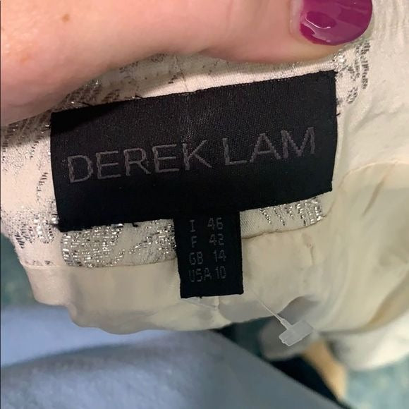 Derek Lam Cream Brocade Strapless Dress with beads
