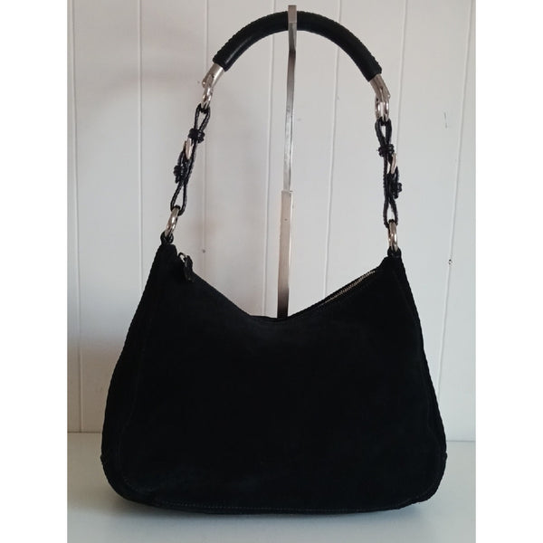 PRADA BLK SUEDE HOBO BAG.