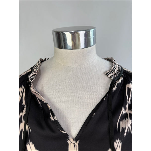 CABALLERO BLACK PRINT TIE NECK TUNIC