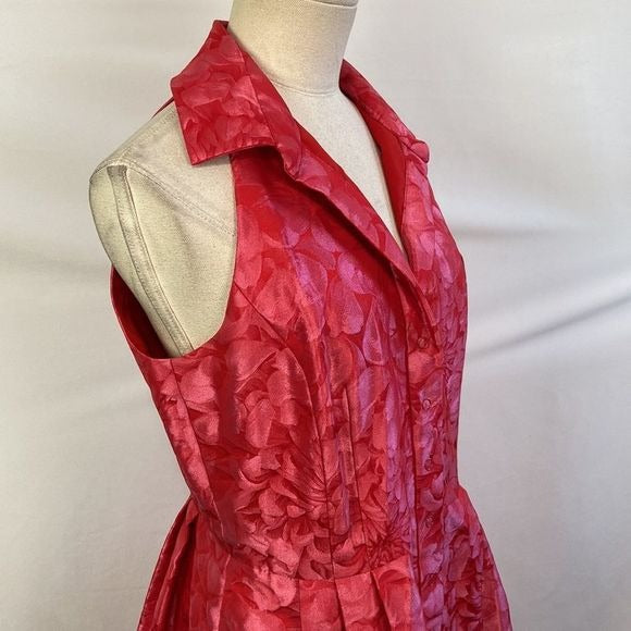 Carmen Marc Valvo NWT Coral Brocade Fit Flare Dress