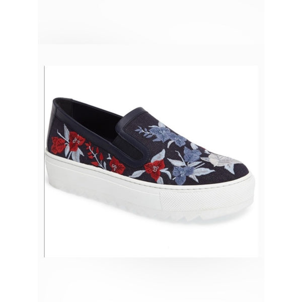 SALVATORE FERRAGAMO Denim Embr Slip Ons Sneakers.