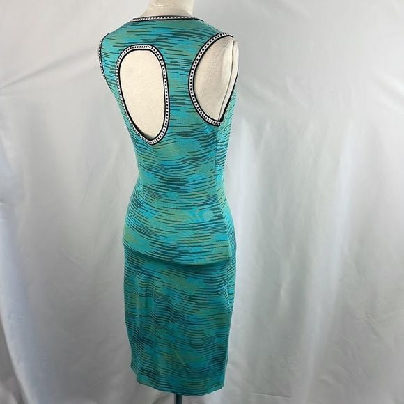 Missoni Turquoise Striped Open Back Knit Dress