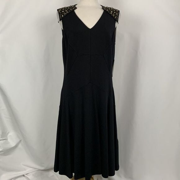 Nue by Shani NWT Black Dress With Studded Shoulders