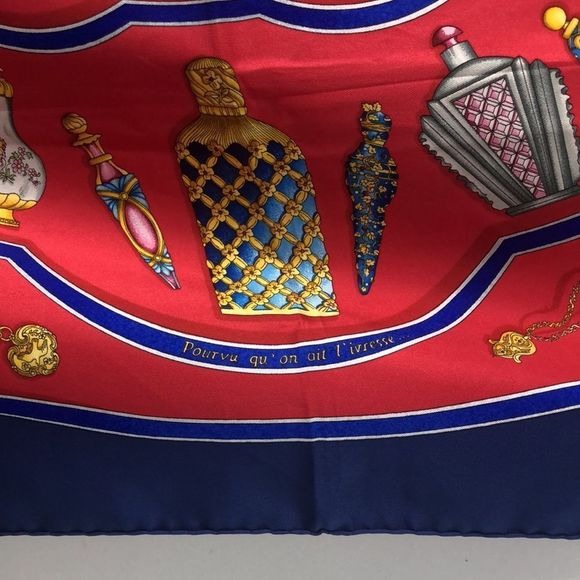Hermes Vintage Perfume Bottle Print Scarf