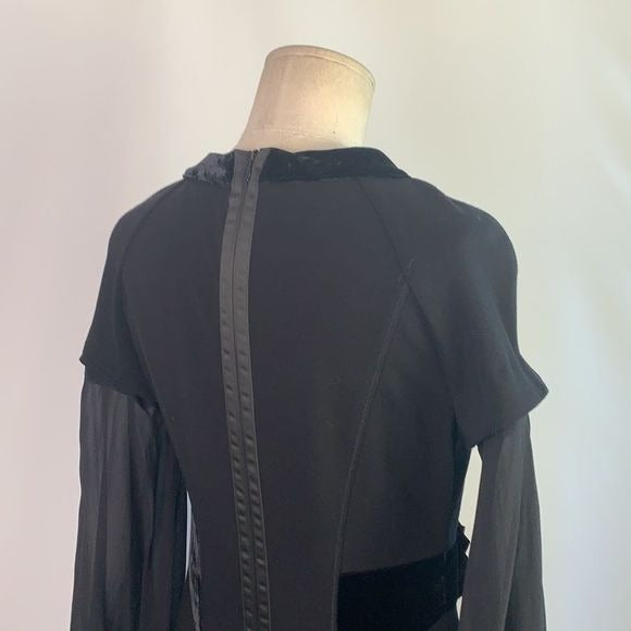 Maria Grazia Severi black with velvet/fur/beaded trim dress