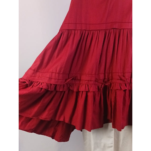 SACHIN & BABI RED SHORT SLEEVE PEASANT DRESS.