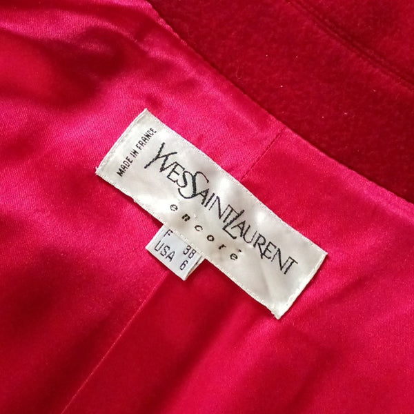Yves Saint Laurent Vintage Red Wool 3/4 Peacoat