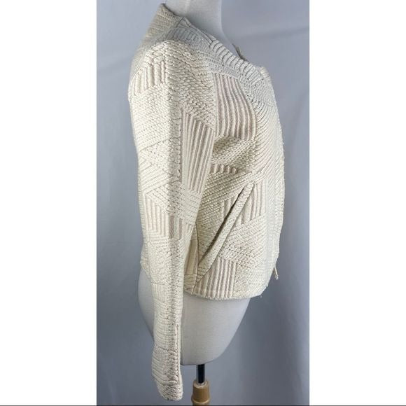 IRO cream with gold textured side zip jacket