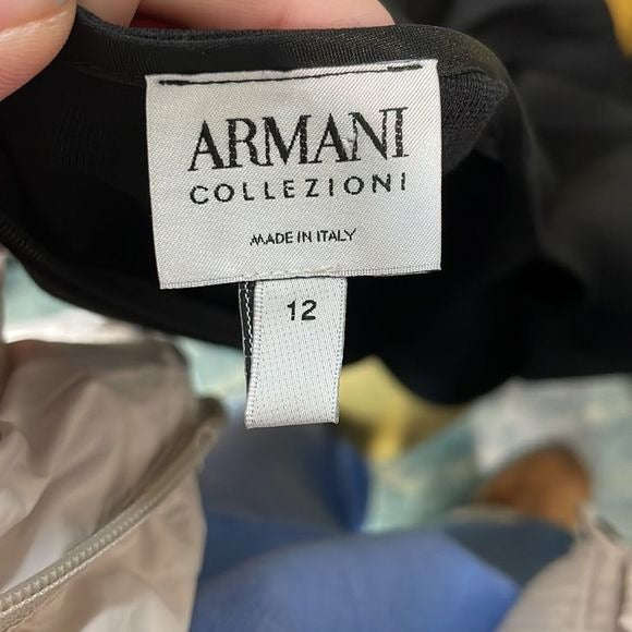 Armani Collezioni Black w Pleated Side Mini  Dress
