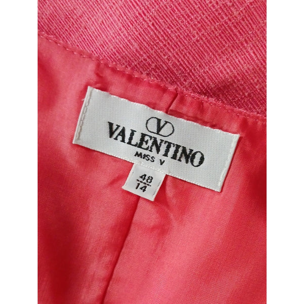 VALENTINO VTG RAW SILK CORAL ZIP FRONT / JACKET DRESS