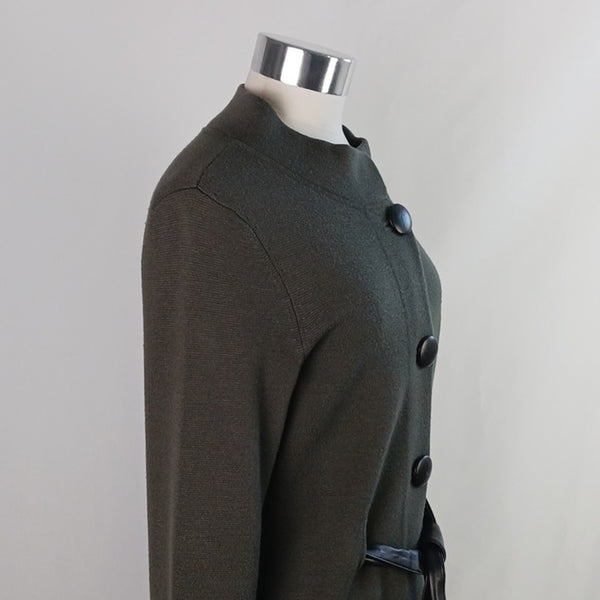 Belford Gray Knit 3/4 W Leather Belt Jacket