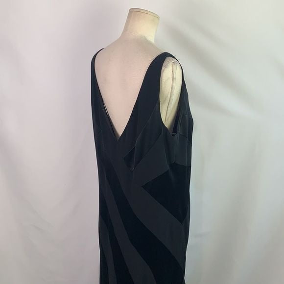 Montage by Mon Cheri black striped with lace and bows dress