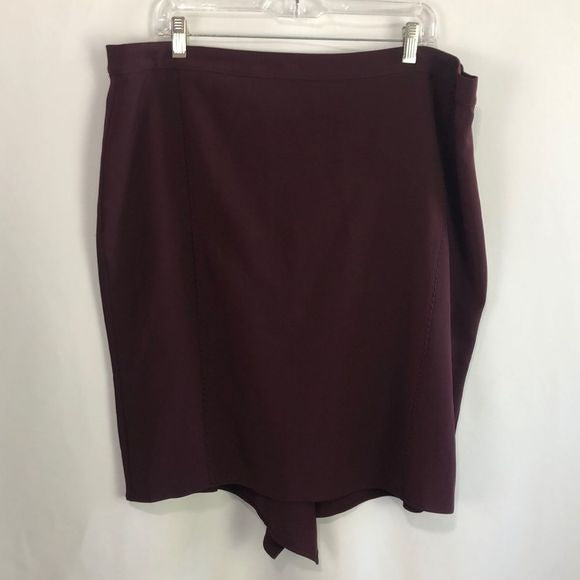 Marina Ronaldo Maroon Skirt with Kick Pleat