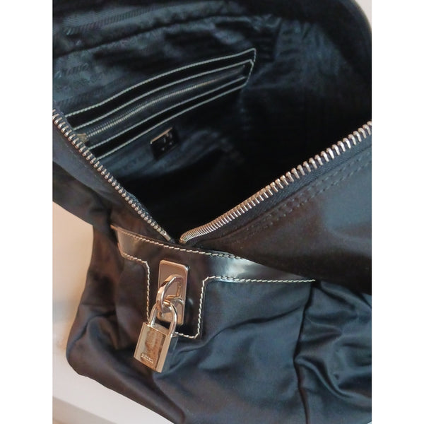 PRADA BLK NYLON NEW LARGE SATCHEL BAG