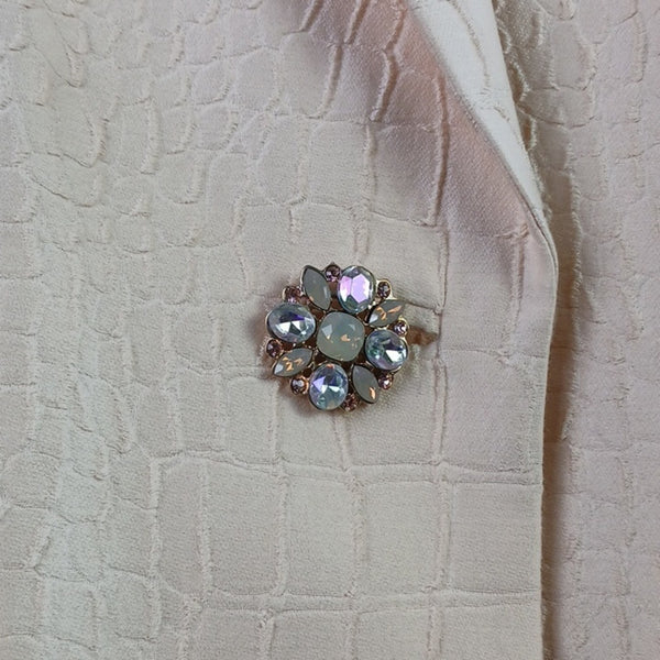 Marina Rinaldi Vintage Cream Textured Beaded Button Jacket