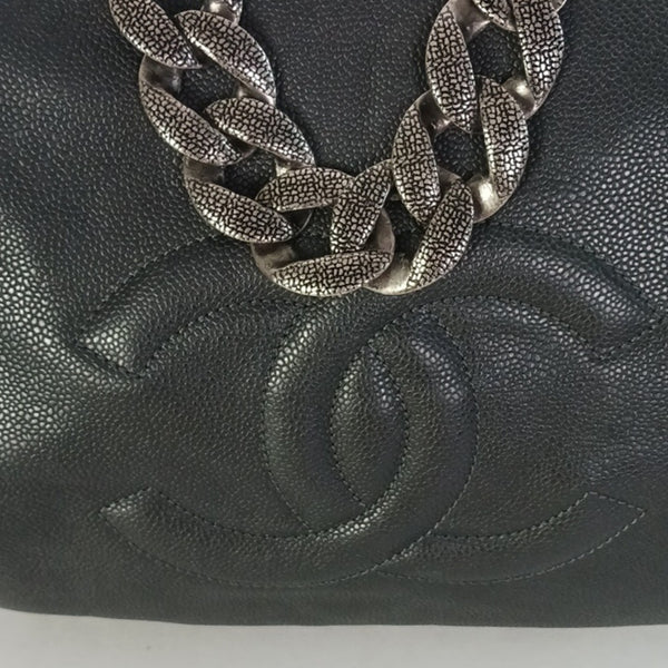 Chanel Black Caviar Hobo W Chain Strap.