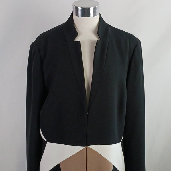 Per Se Black and Tan Long Sleeve Sheath Dress With Jacket