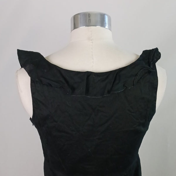 Burberry Black Ruffle Neckline Midi Dress