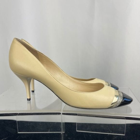 Jimmy Choo Cream Pumps with Black Toe