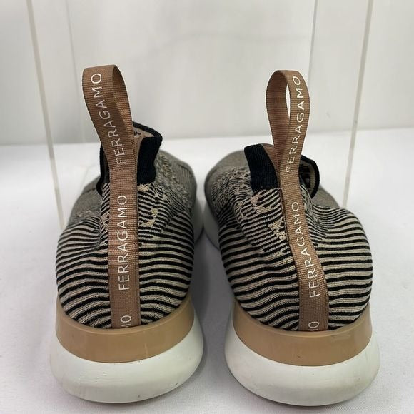 Salvatore Ferragamo Tan Black Sock Sneakers