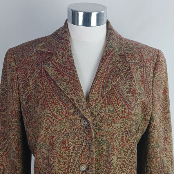 LOFT Paisley Blazer Tan Rust Long Blazer