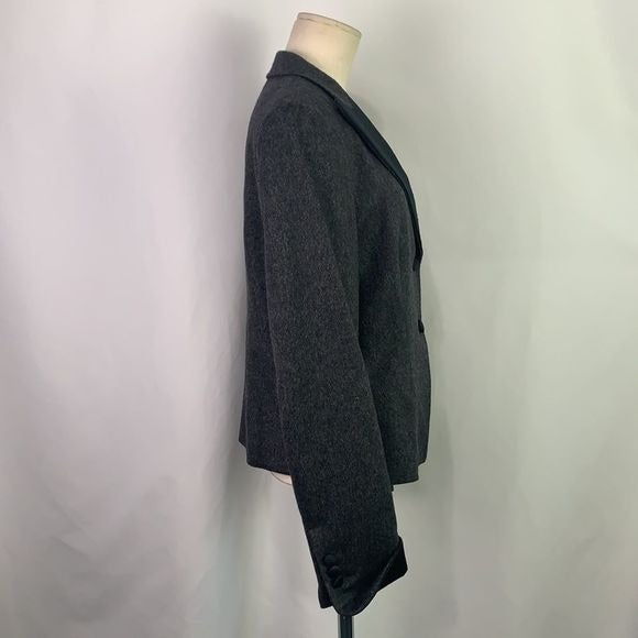 Max Mara Grey Virgin Wool w/ Black Trim Jacket