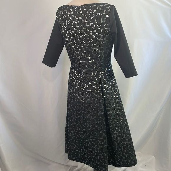 Lela Rose Black And Silver Brocade Mini Dress