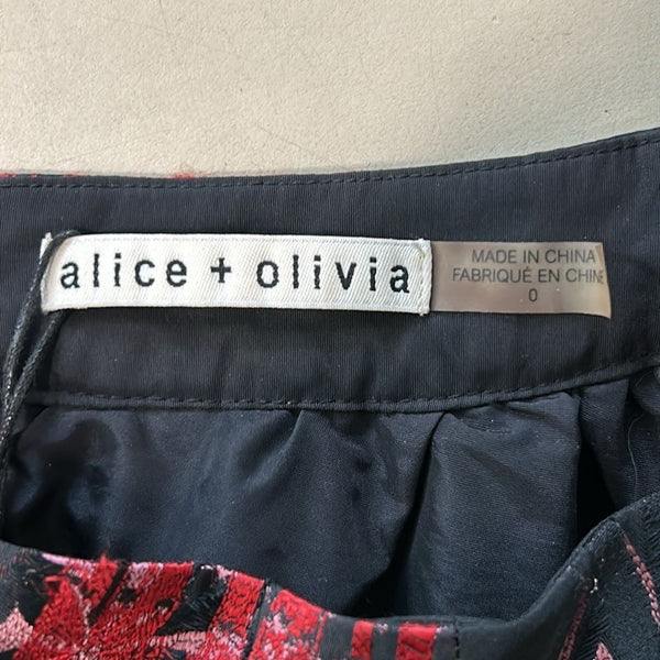 NWT Alice and Olivia Black Multi Floral A Line Skirt